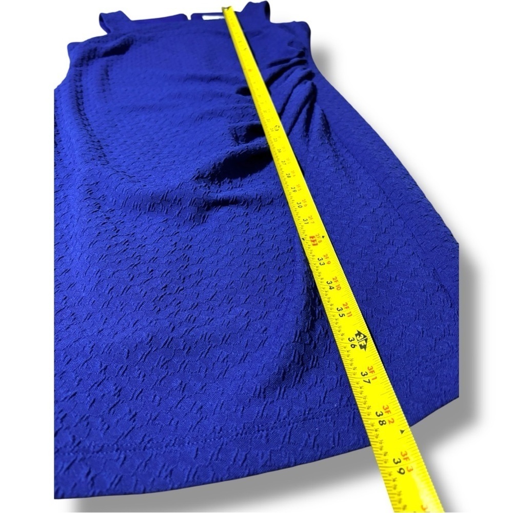 Bisou Bisou Asymmetrical Side Rouching Sleeveless Boat NeckRoyal Blue Mini Dress - Picture 8 of 16